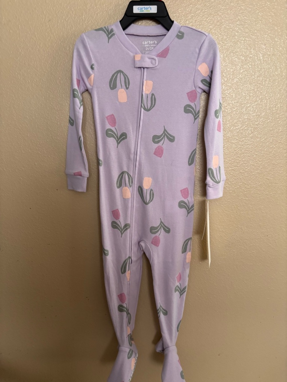 Carter's Lavender Tulip Footed One-Piece Pajamas